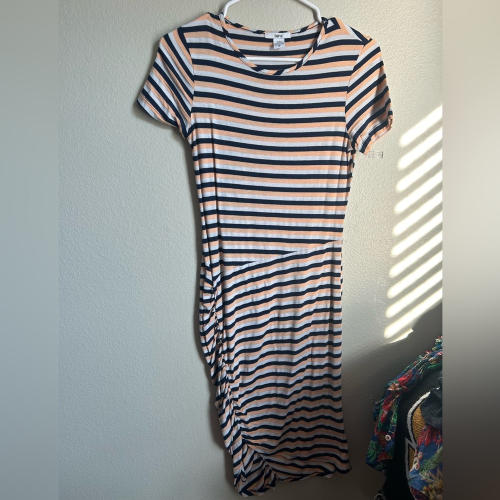 Bar III striped scrunched dress size medium